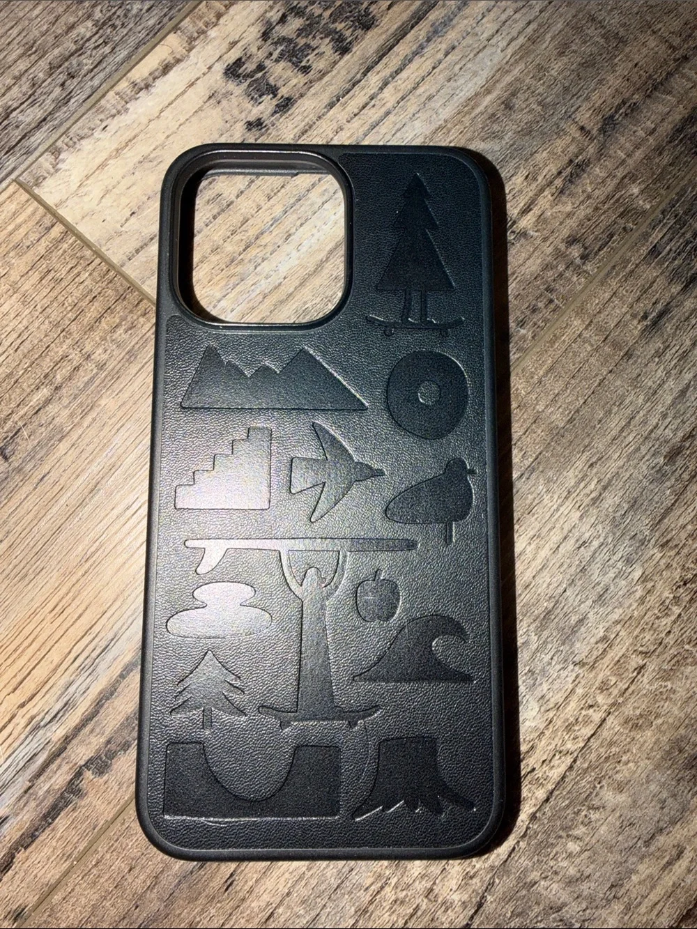 Black Embossed Pattern Phone Case - Black